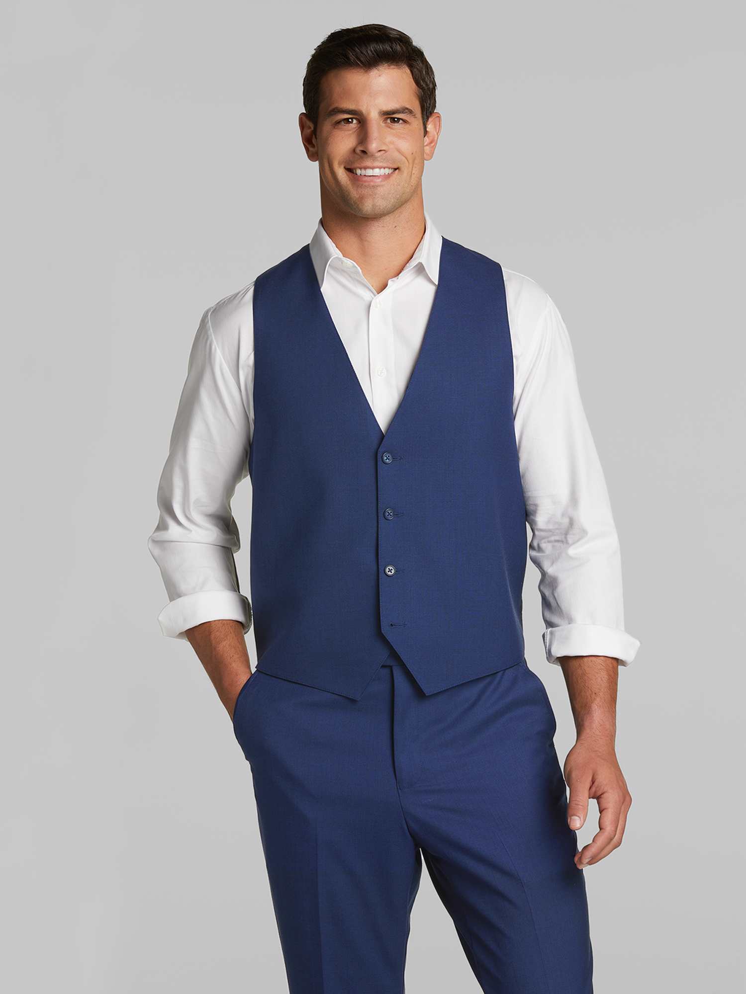 Mens blue 2024 suit vest