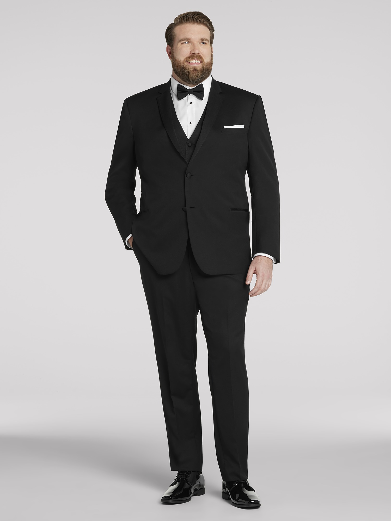 Black Satin Slim Fit Tuxedo Pants w/ Satin Back Pocket