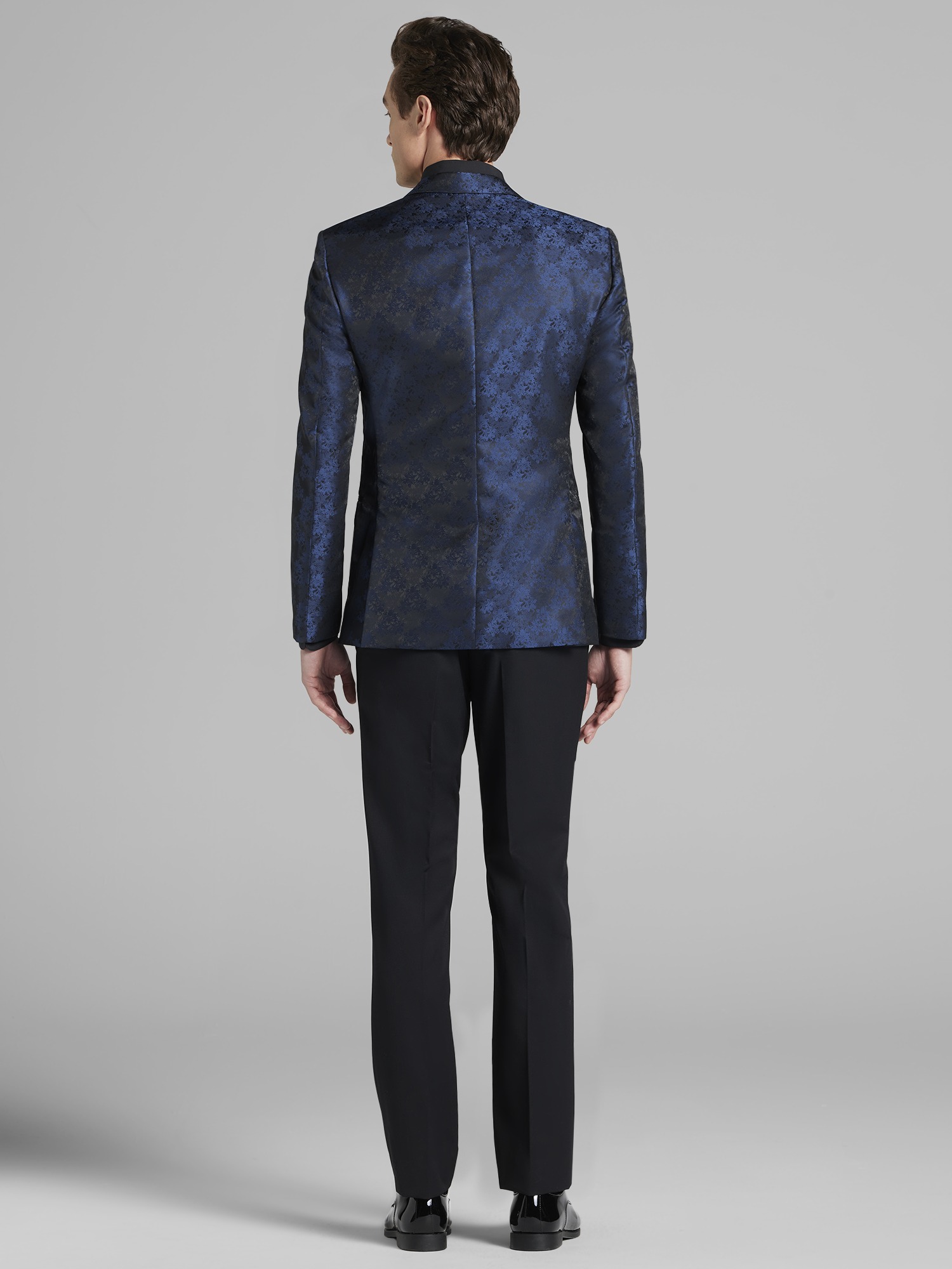 Egara Men's Blue Jacquard Prom Dinner Jacket Tuxedo