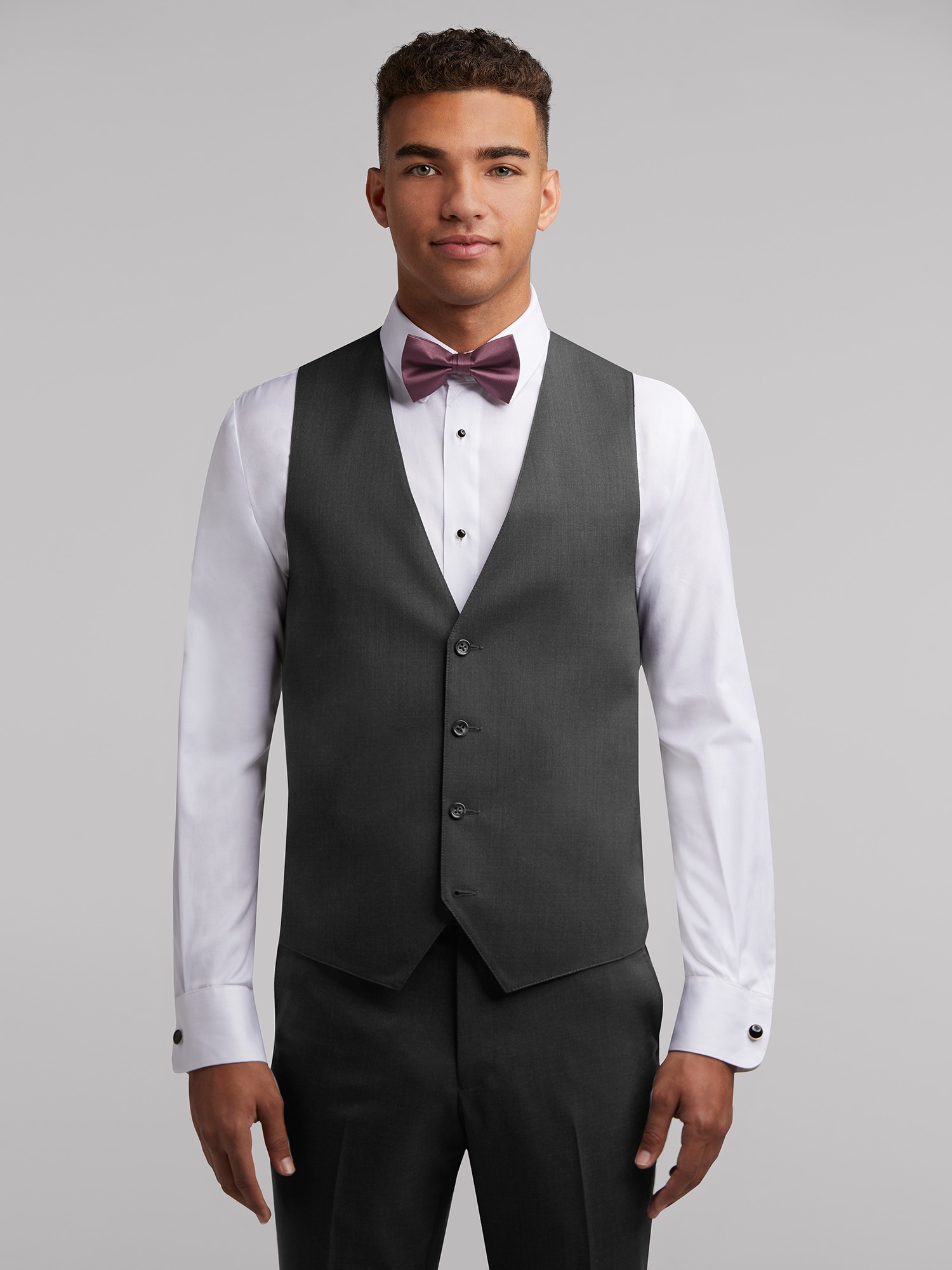 Black Satin Tuxedo Vest and Bow Tie (X-Small) at  Men's Clothing store