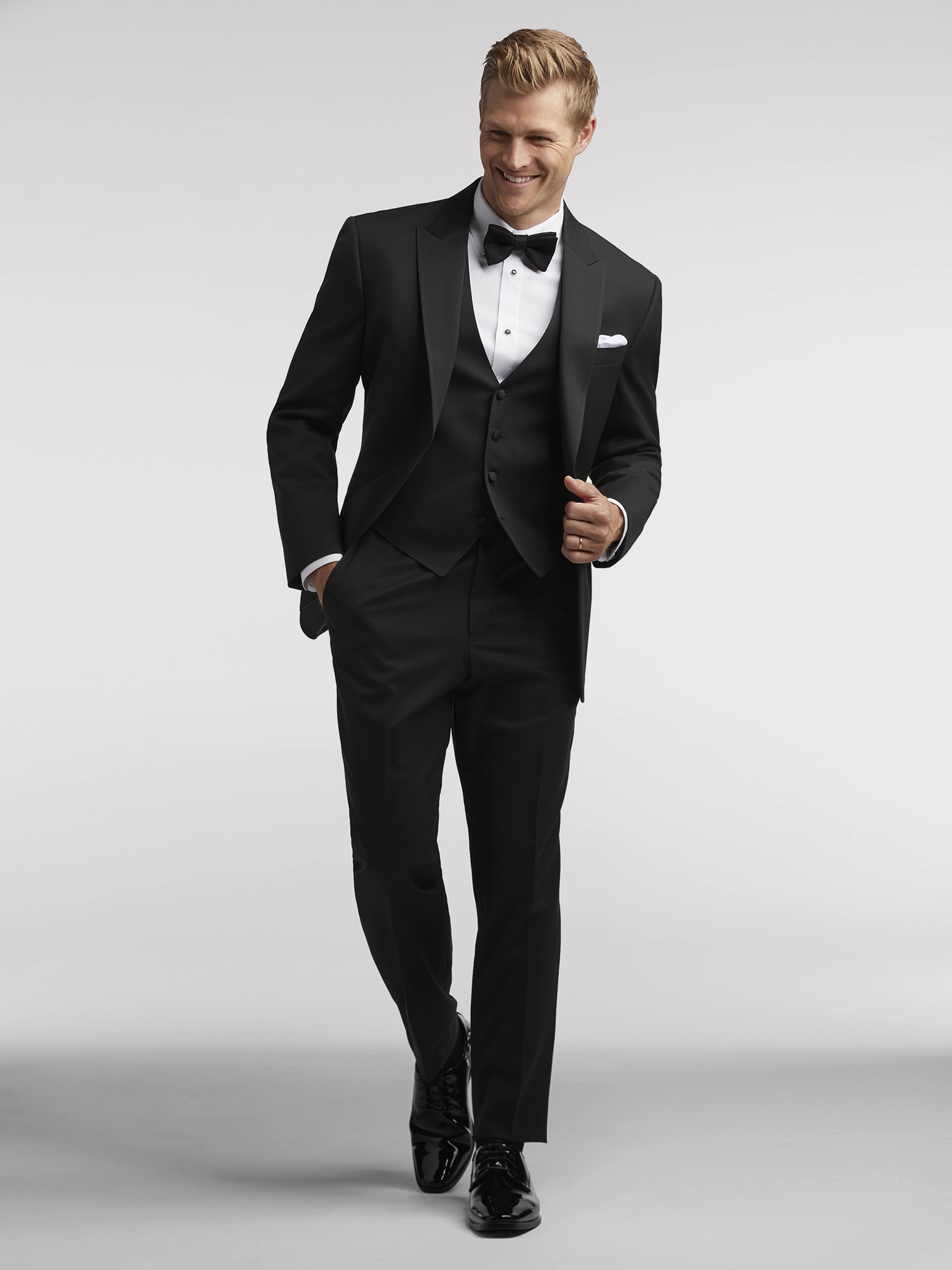 Black Peak Lapel Tux Black by Vera Wang Tuxedo Rental