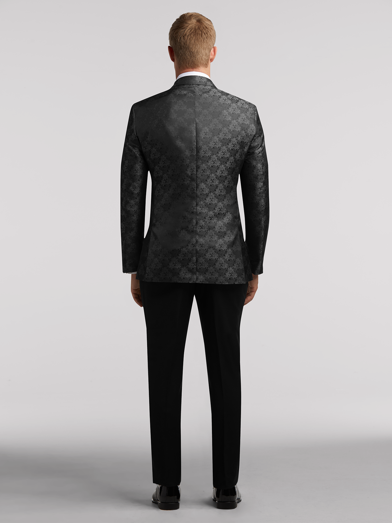 Egara Charcoal Gray Jacquard Dinner Jacket Tux